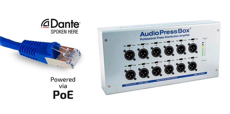 AudioPressBox APB-112OW-D Analog Dante PoE product view
