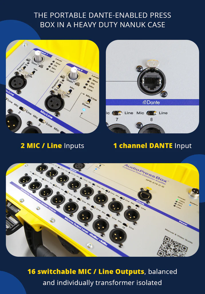 AudioPressBox APB-216-C-D Yellow Analog/Dante informations