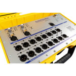 AudioPressBox APB-216-C-D Gelbes Analog/Dante-Panel Nahaufnahme