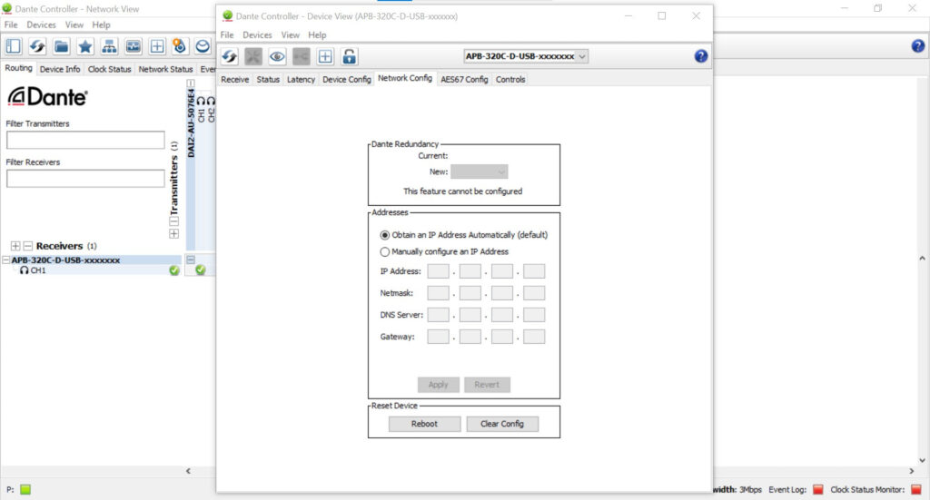AudioPressBox APB-320 C-D-USB-DANTE-CONTROLLER4 Produktansicht - Dante