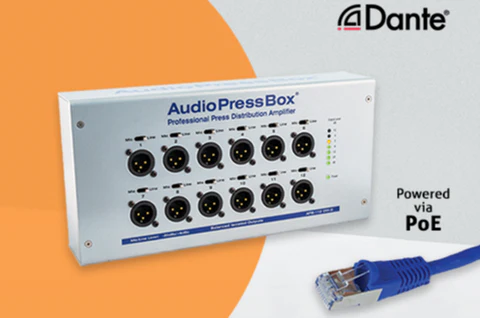 AudioPressBox highlights of 2020 - Press conference room setup — AudioPressBox press box prepared for media audio outputs