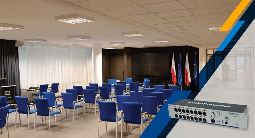 Goverment Press conference room setup — APB-116R prepared for media audio outputs