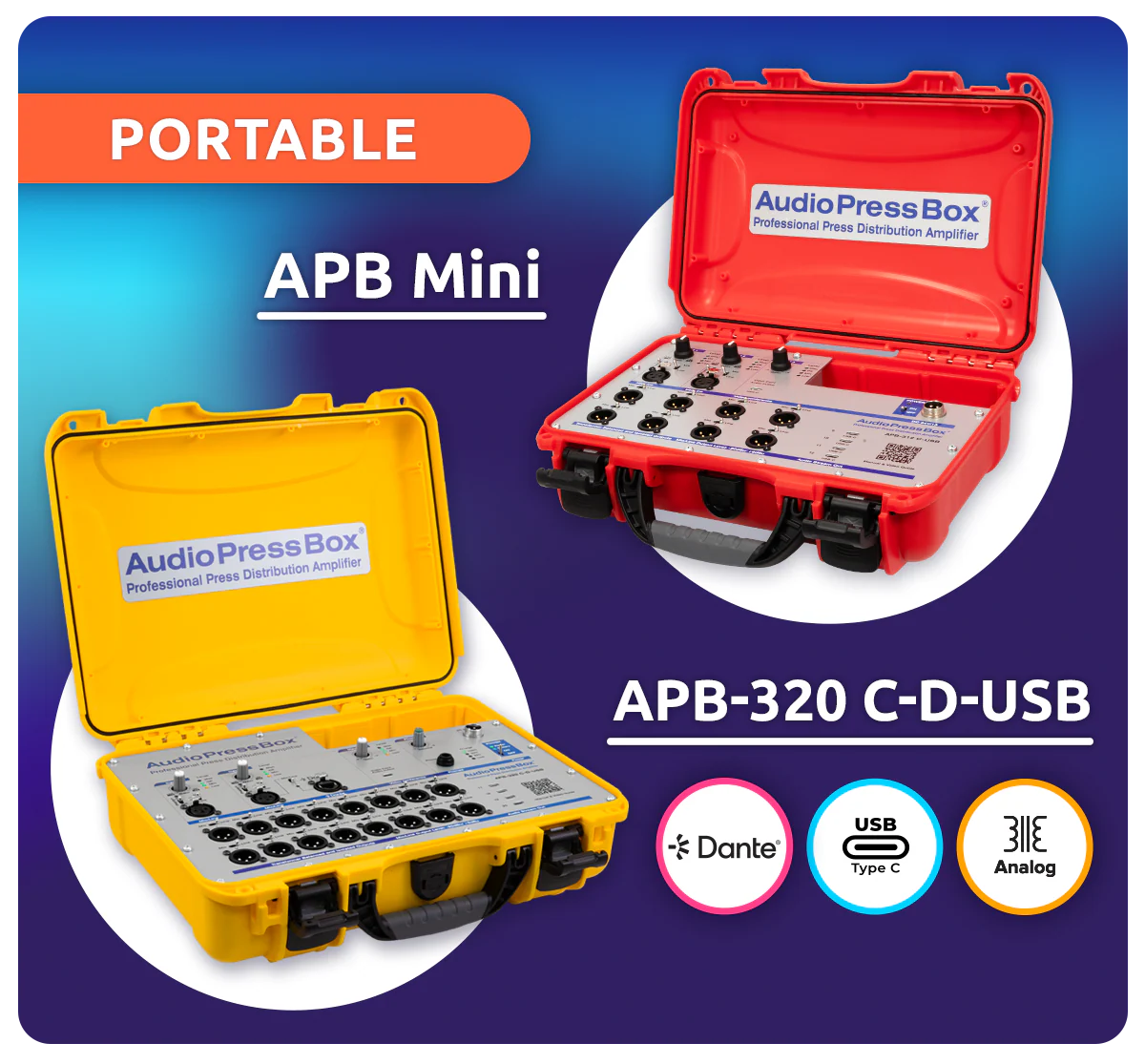 IBC 2025 - AudioPressBox APB MINI, APB-320 C-D-USB