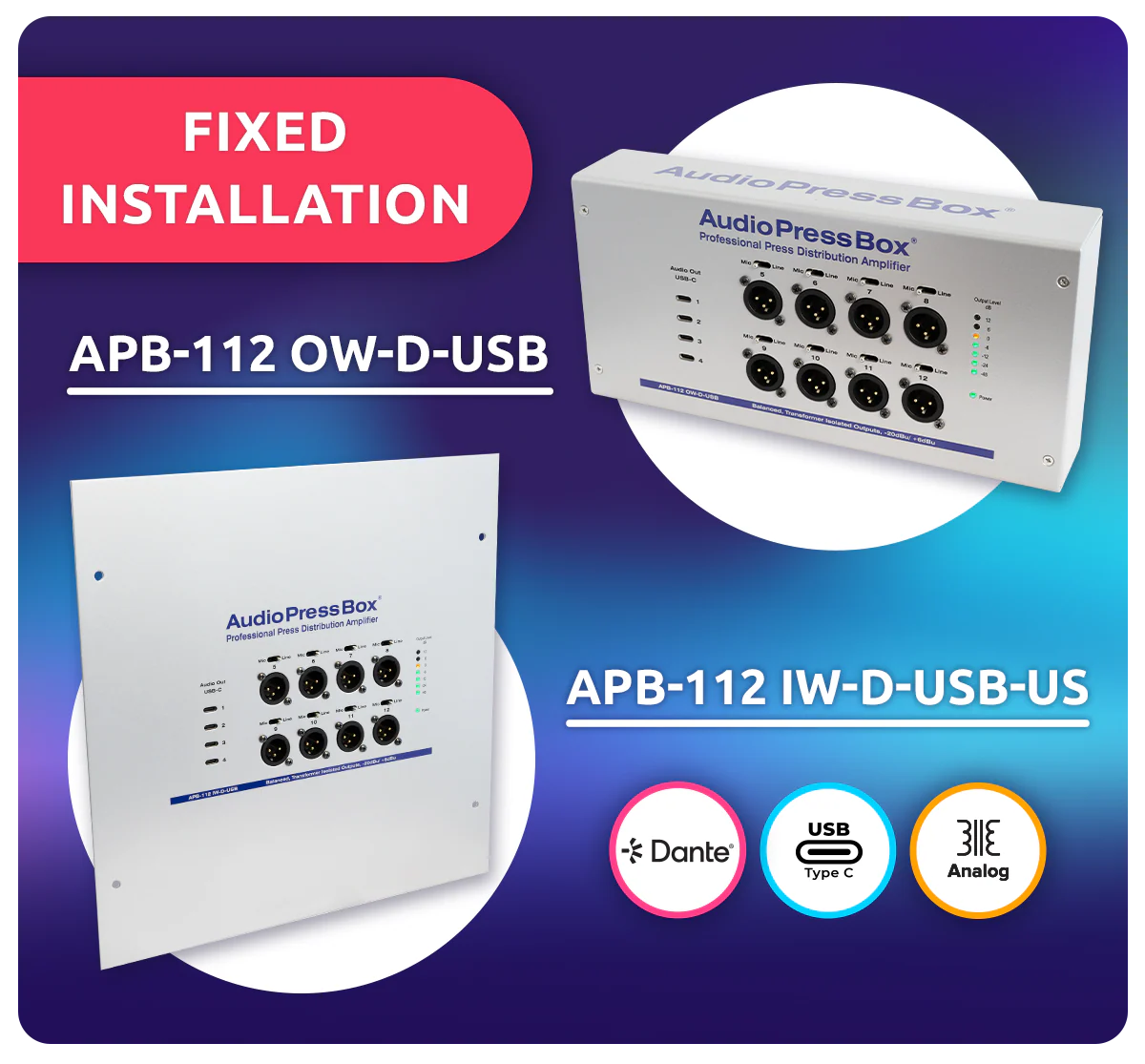 InfoComm 2025 - AudioPressBox APB-112 OW-D-USB, APB-112 IW-D-USB-US
