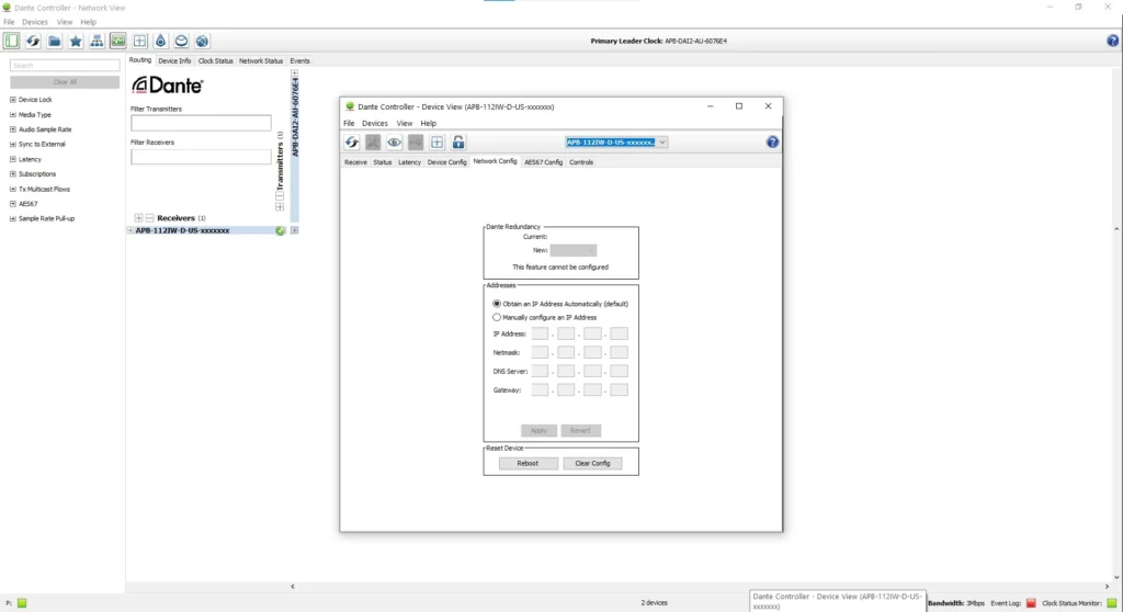 AudioPressBox APB-112 IW-D-US DANTE-CONTROLLER4 Produktansicht — Dante