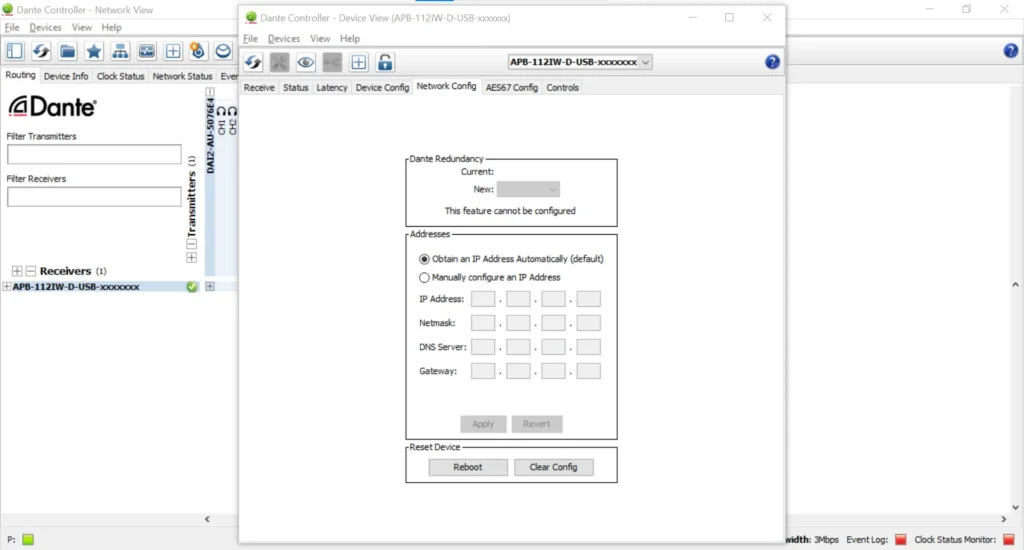 AudioPressBox APB-112-IW-D-USB-DANTE-CONTROLLER4 product view — Dante