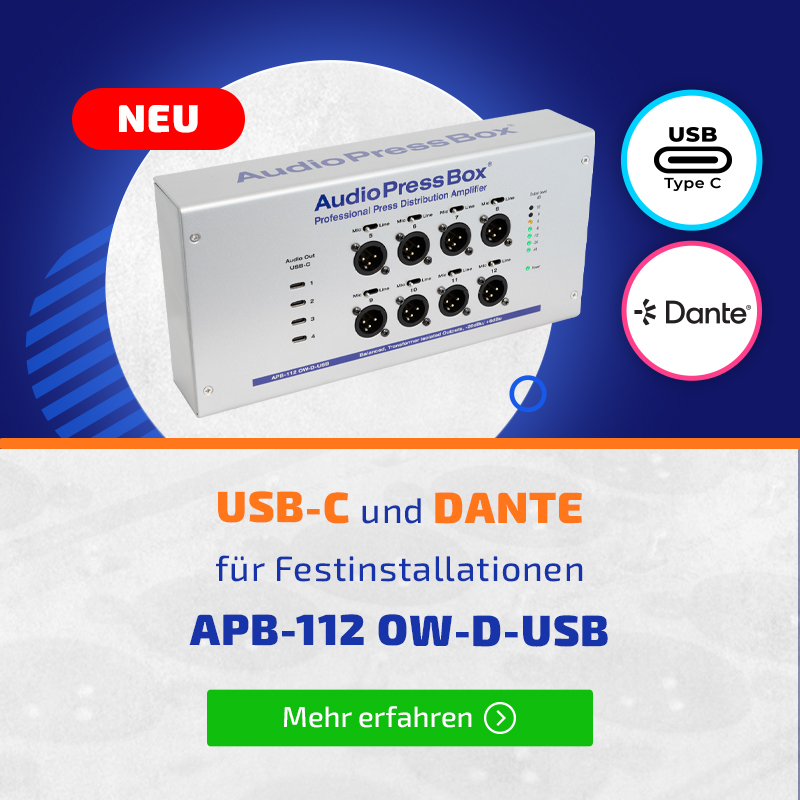 AudioPressBox Slider APB-112 OW-D-USB - USB-C und Dante für Festinstallationen mobil