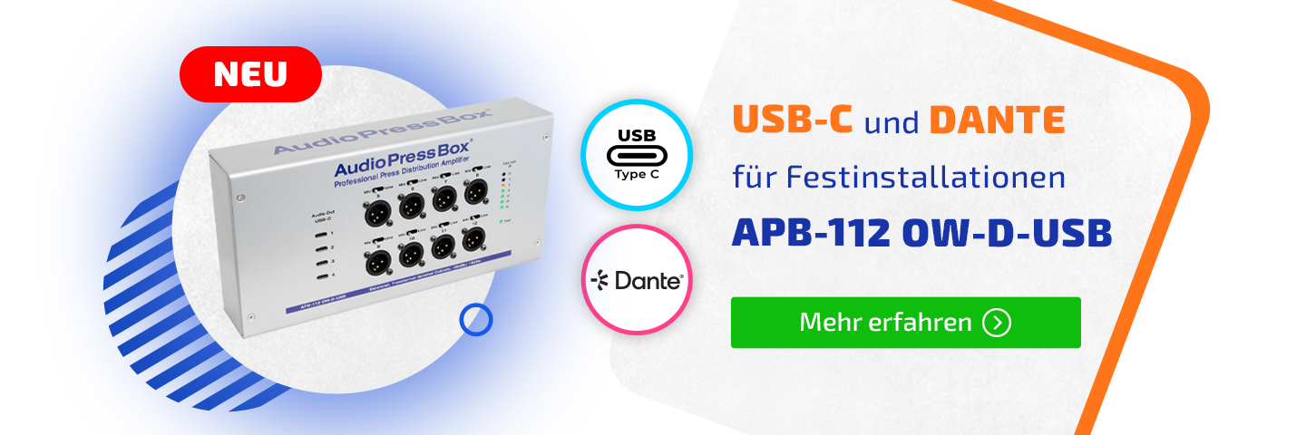 AudioPressBox Slider APB-112 OW-D-USB - USB-C und Dante für Festinstallationen