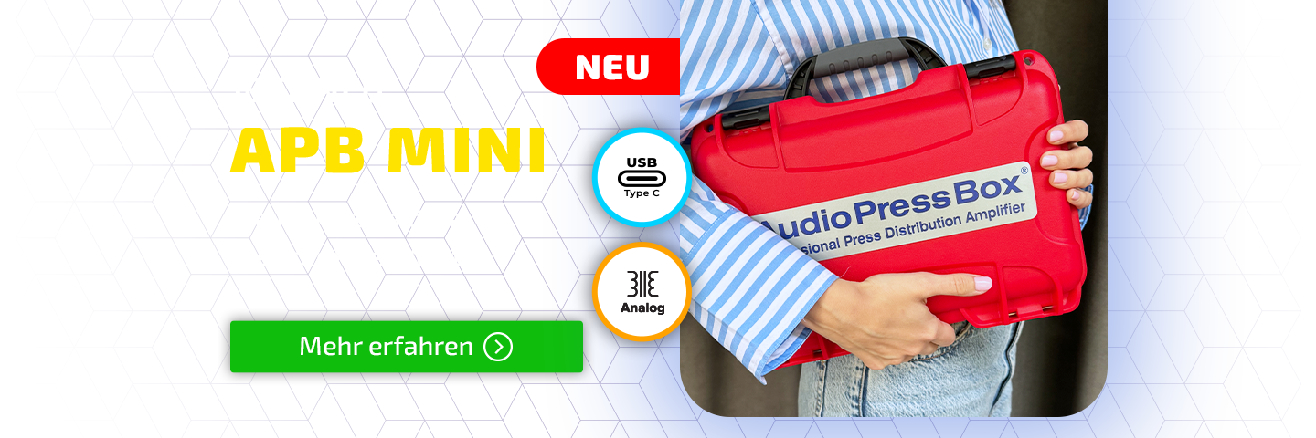 AudioPressBox Slider jetzt neu APB-MINI - die kleinste aktive Pressbox der Welt