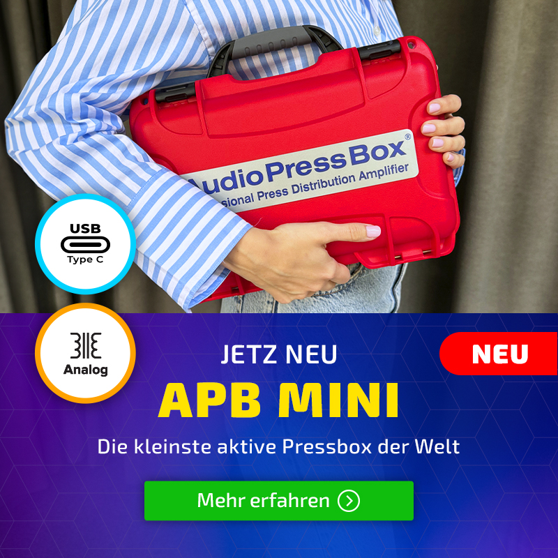 AudioPressBox Slider jetzt neu APB-MINI - die kleinste aktive Pressbox der Welt mobil
