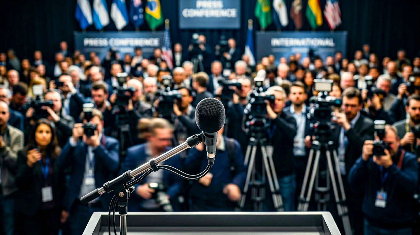 AudioPressBox Audio Splitter Press conference microphone for media event