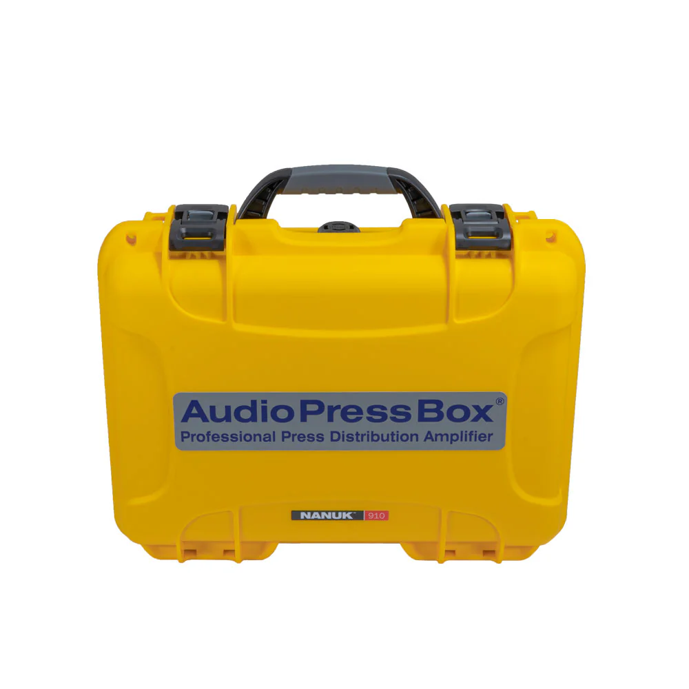 AudioPressBox audio distribution amplifier APB-216 C-D yellow analog Dante Nanuk case