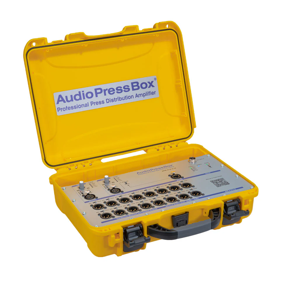 AudioPressBox audio distribution amplifier APB-216 C-D yellow analog Dante product view