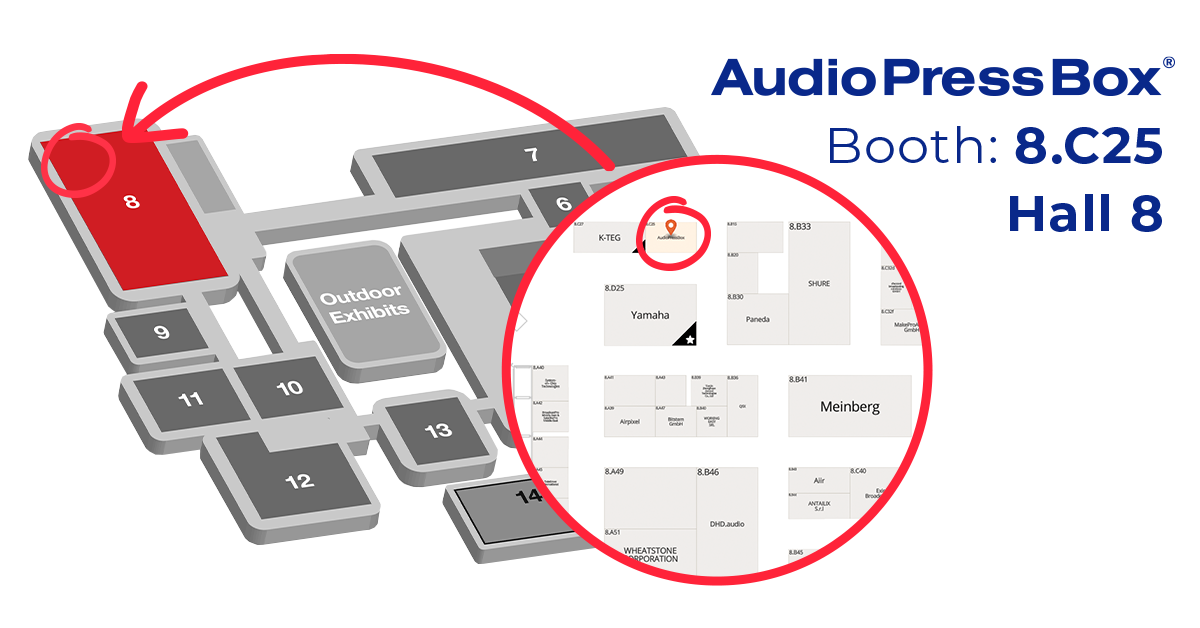IBC 2026 Lageplan mit AudioPressBox-Stand